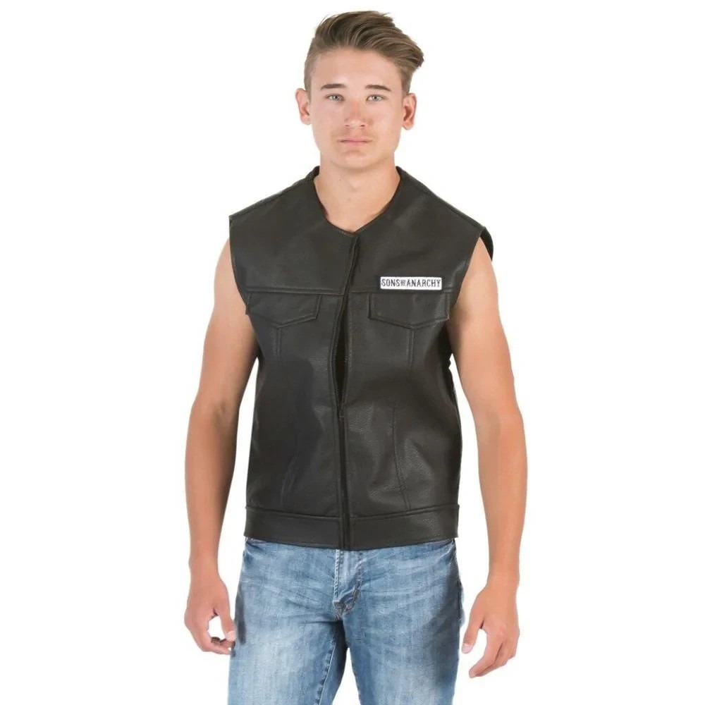 VTG SOA Sons of‎ Anarchy Highway Biker Vest Mens L Preowned Leather Jacket Skull